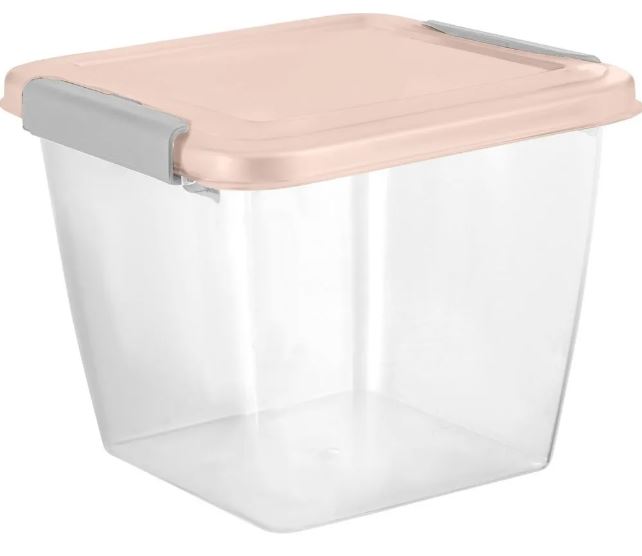 Контейнер для продуктов Plast Team HELSINKI с защёлками 1л квадратный персиковая карамель